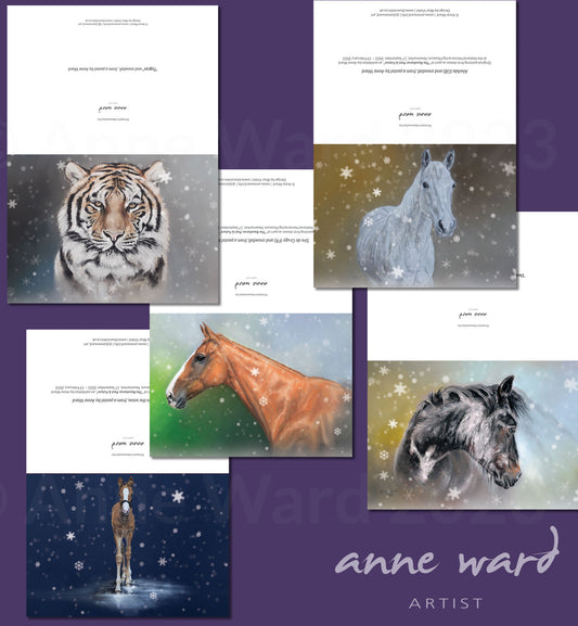 Selection of 5 x Christmas Cards featuring artwork by Anne Ward