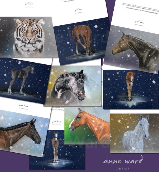 Selection of 10 x Christmas Cards featuring artwork by Anne Ward