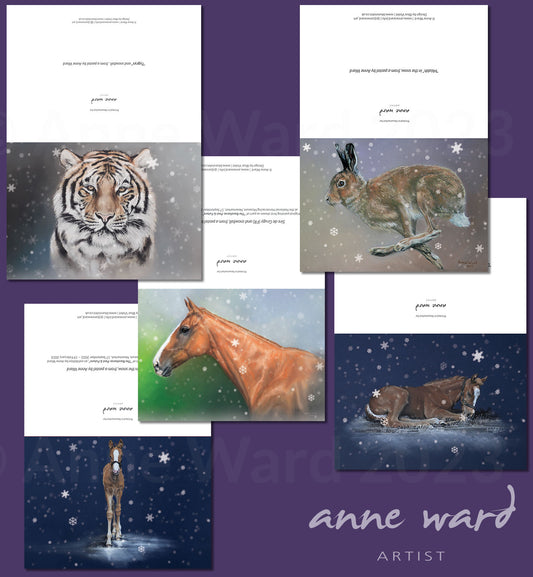 Selection of 5 x Christmas Cards featuring artwork by Anne Ward