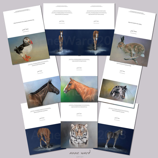 Selection of 10 x Greetings Cards featuring artwork by Anne Ward